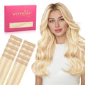 WENNALIFE Tape in Hair Extensions Human Hair Balayage Light Wheat Platinum Blonde Tape in Extensions, 10pcs 25g 14 inch Remy Invisible Tape Ins Straight Colored Soft Real Human Hair Tape in Extensions