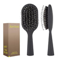Boar Bristles Hair Brush for Women and Men, Detangling Hair Brush for Smoothing Massage Add Shine, Nylon&Boar Bristles Detangler brush for Hair Healthy (Medium-Black)