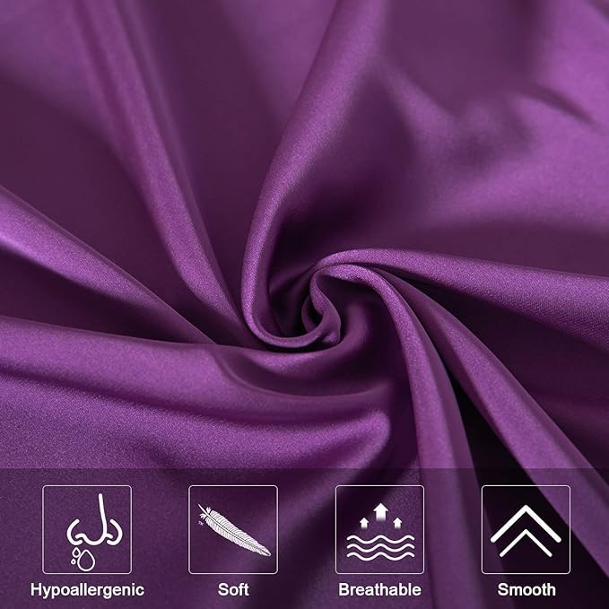 Mulberry Silk Pillowcase for Hair and Skin,Standard Size Cooling Silk Pillow Case with Hidden Zipper,Allergen Proof Dual Sides Soft Breathable Smooth Silk Pillow Cover for Women(Standard,Purple)