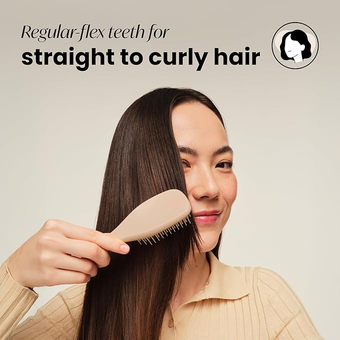 Tangle Teezer Ultimate Detangler Hairbrush, Eliminates Knots & Reduces Breakage, Mini Hair Brush for Travel, Small Hands & All Hair Types, Oat Cream