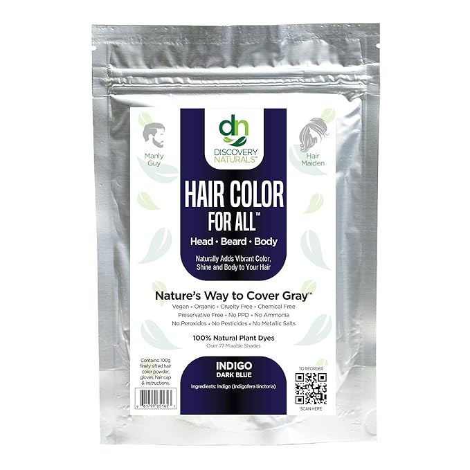 Blue Henna Hair Color For All Kit | 100% All Natural Indigo Powder Hair Dye & Beard Dye (Indigo Dark Blue) Organic, Herbal & Vegan Chemical & Cruelty Free Permanent Gray Coverage & Tinting