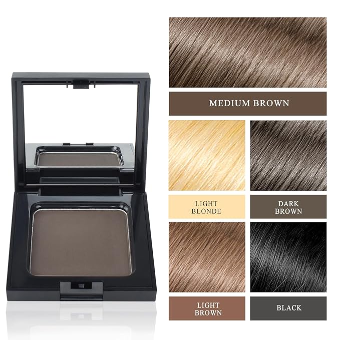 VOLLUCK Root Touch up Powder, Long-lasting Gray Hair Cover up Powder for All Hair Types, Waterproof for Women and Men (Medium-Brown, 0.42 0unce)