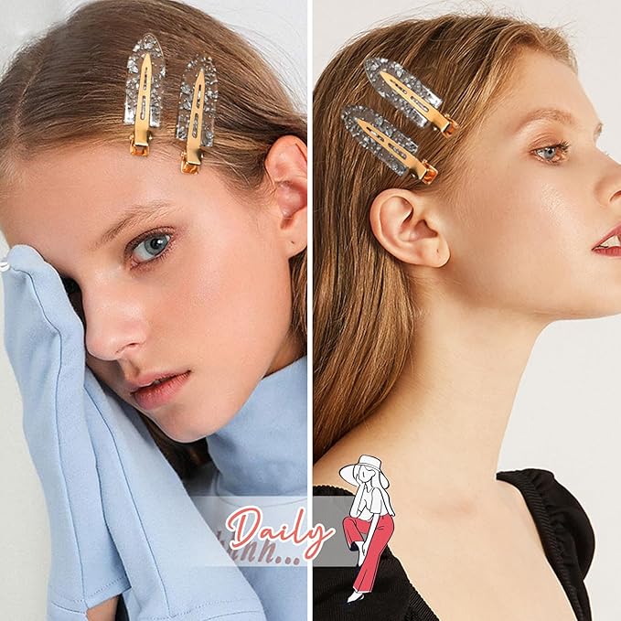 20PCS Bridesmaid Hair Clips No Bend Hair Clips Bridesmaid Hair Accessories Gifts Makeup Creaseless Glitter Hair Clip for Bride Women Girls(20Pcs/10Cards)