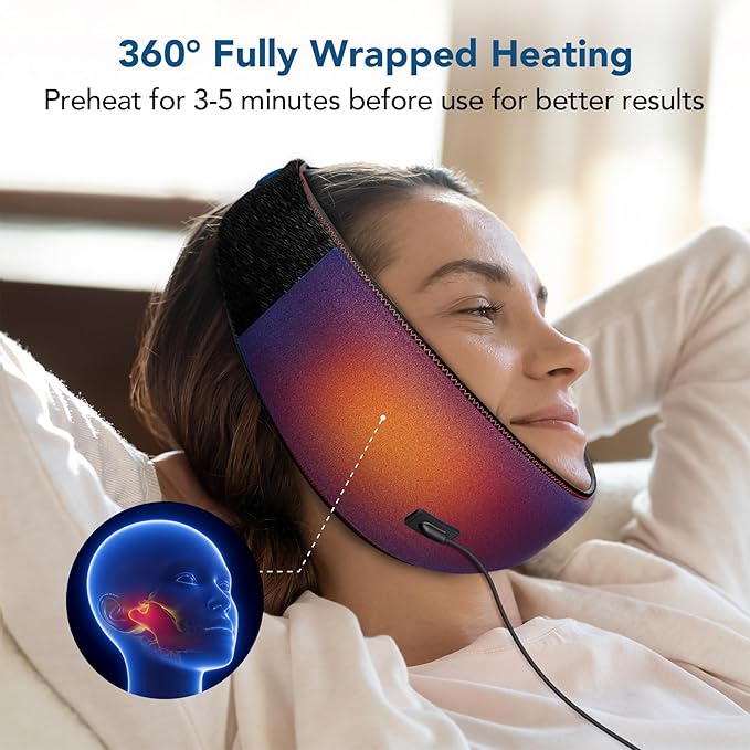 Heating Pad for TMJ Relief, USB Electric Washable Jaw Heating Pad with 3 Heat and 4 Time Settings for Jaw Chin Wisdom Teeth Issues, Oral and Facial Surgery (Blue)