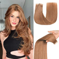 Light Brown Tape in Hair Extensions Human Hair, 20pcs 16 Inch Remy Hair Extensions Straight Human Hair Tape in Extensions Skin Weft Tape Extensions Human Hair (30#,16 Inch)