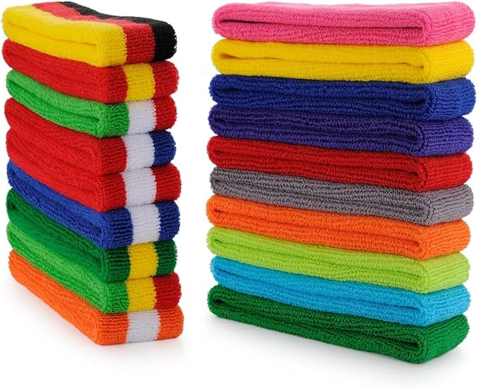 ONUPGO Sweatband Headbands for Men & Women -12PCS Sports Headbands Moisture Wicking Athletic Cotton Terry Cloth Headband for Tennis,Basketball,Football,Gym,Working Out