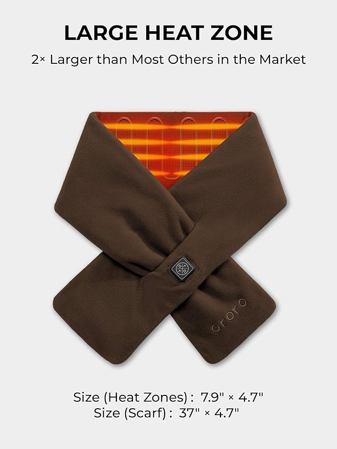 ORORO Heated Scarf, Up to 12 Hours of Warmth, Heated Neck Warmer with Rechargeable Battery