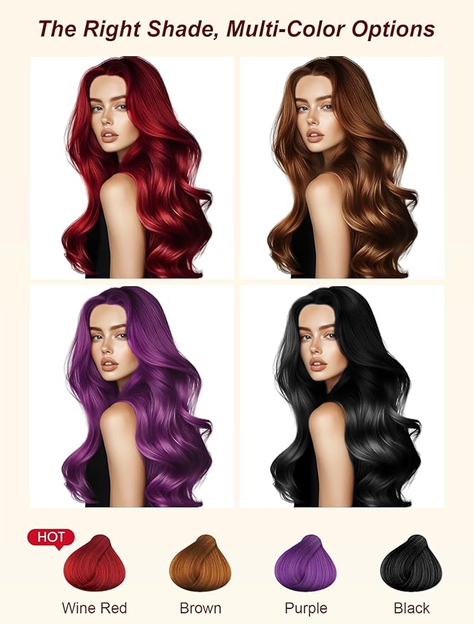 Chestnut Brown Hair Dye Shampoo 3 in 1, Natural Hair Dye to Cover Gray Hair, 400 ML