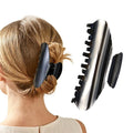 French Hair Claw Clips for Women Grils,4 Inch Strong Hold No Slip Grip Accessories Acetate Material,Not Easily Damaged,Thick or Thin Hair (Black & White)