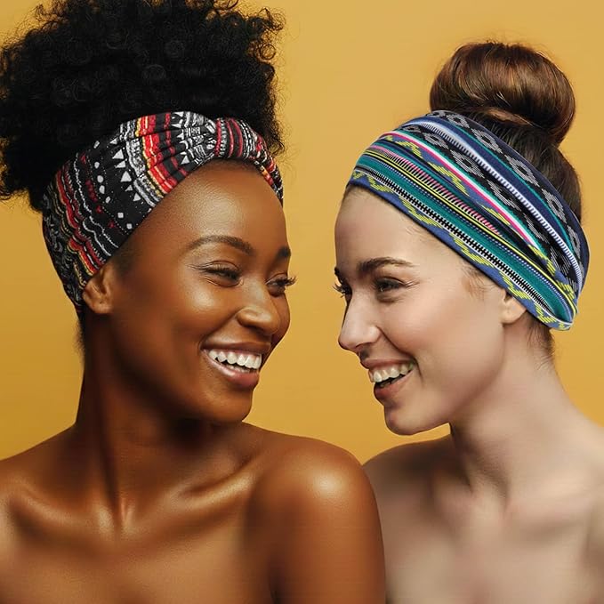DRESHOW 4 Pack Turban Headbands for Women Wide Vintage Head Wraps Knotted Cute Hair Band Accessories