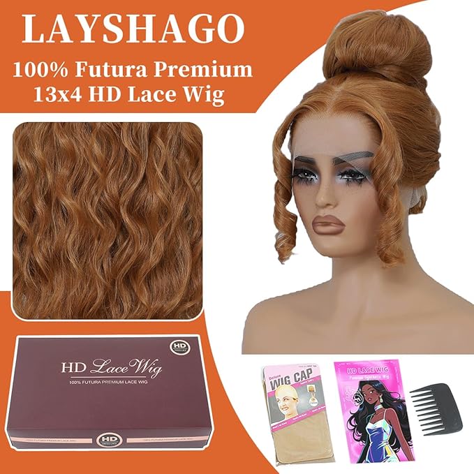 13x4 Synthetic Lace Front Wigs Pre Plucked 26 Inch Long Wavy Ginger Wigs For Black Women 100% Futura Premium HD Lace Wig Ready to Wear Beginner Friendly Daily Party Use