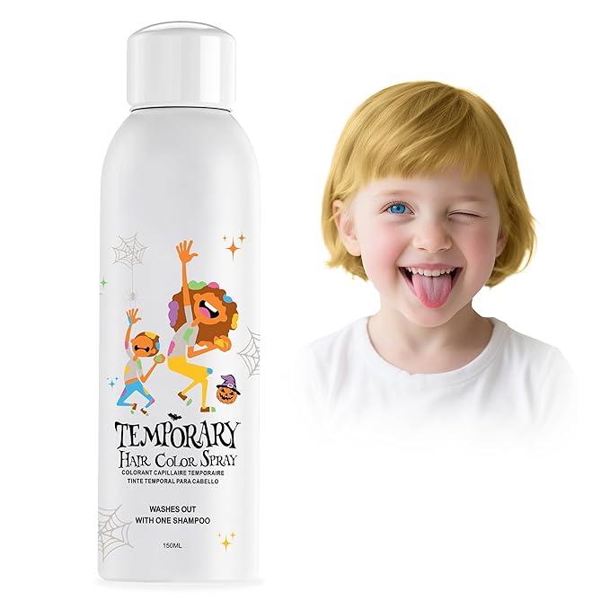 Gold Temporary Hair Color Spray for Kids, Silver Instant Colored Hair Dye Alternative for Boys Girls Teens Men Women, Quick Styling for Party Christmas Halloween, Disposable Washable, 150ml