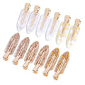No Crease Creaseless No Bend Hair Clips For Styling Non Slip Flat Clips For Makeup Hair Accessories For Women,White Gold Color,12 PCS