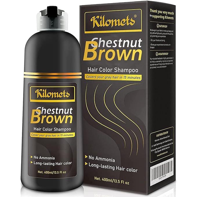 Chestnut Hair Dye Shampoo 3 IN 1 - Hair Color Shampoo Grey Coverage in Minutes Ammonia Free Instant Coloring Gift for Mom Dad (Chestnut Pack 2)