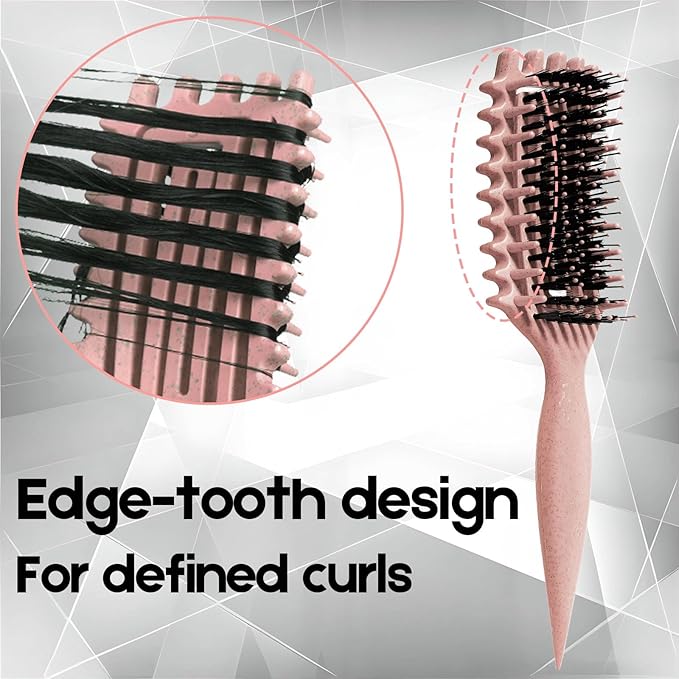 Curly Hair Brush Candybrush Curl Defining Brush for Detangling Shaping and Defining Curls for Women, Men, Wet & Dry Hair (Matte Pink)