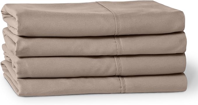 Bare Home Microfiber Bulk Pillow Cases - Standard/Queen Size Set of 4 - Cooling Pillowcases - Double Brushed - Taupe Pillowcases 4 Pack - Easy Care (Standard - 4 Pack, Taupe)