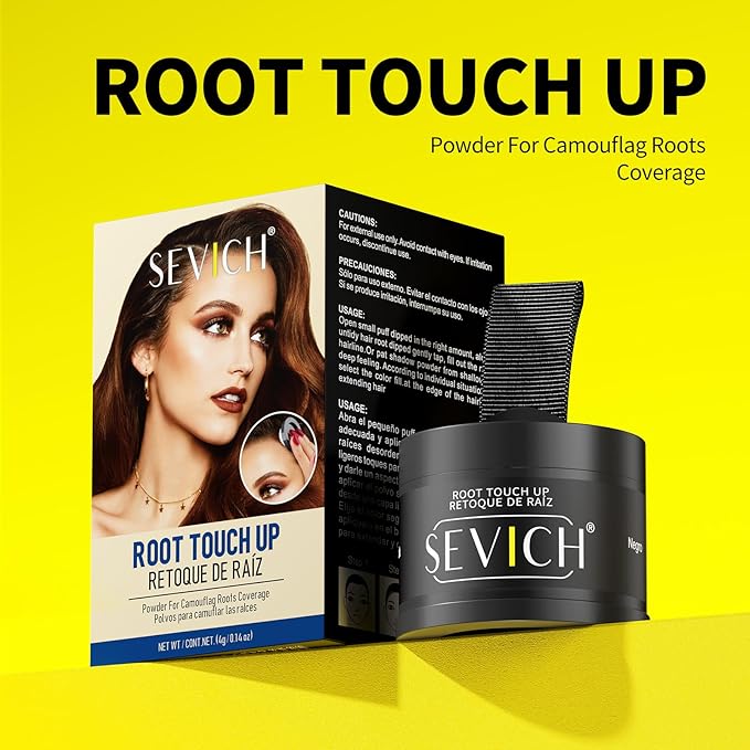 Sevich Hairline Powder - Root Touch Up Instantly Hair Color for Thinning Gray Coverage - Bald Spot Concealing Hair Powder for Women & Men - 48Hour Waterproof & Sweatproof - Brown