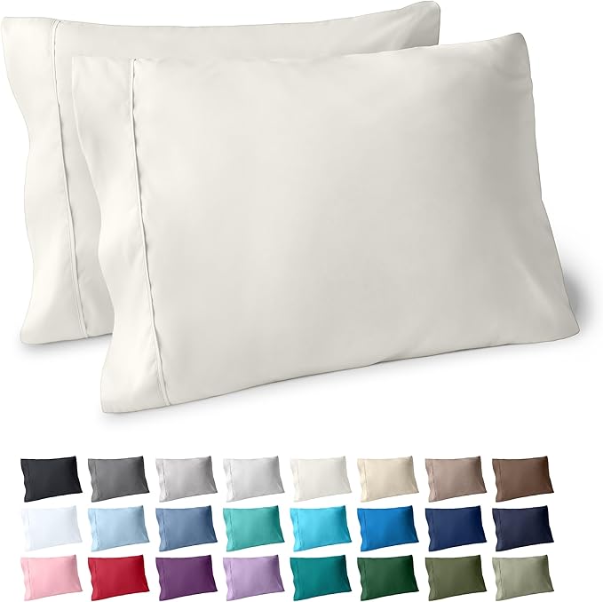 Bare Home Microfiber Pillow Cases - King Size Set of 2 - Cooling Pillowcases - Double Brushed - Ivory Pillowcases 2 Pack - Easy Care (King Pillowcase Set of 2, Ivory)