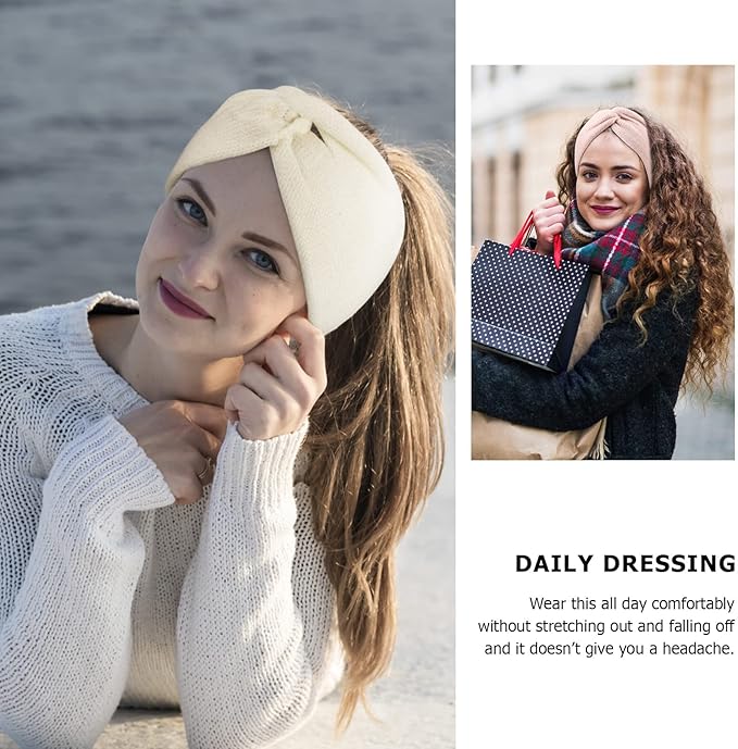 DRESHOW Knit Crochet Headband for Women Ear Warmer Soft Turban Stretch Warmer Headbands Winter Fashion Head Wrap
