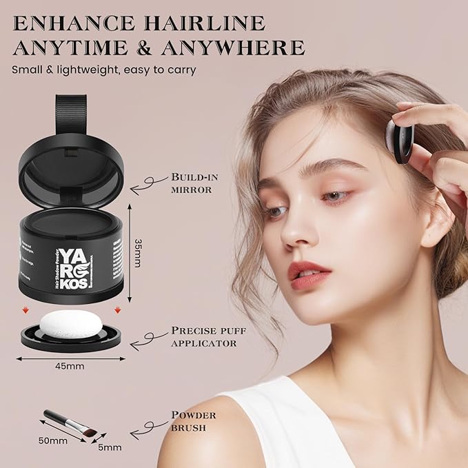 Hairline Shadow Powder, Dark Gray, Root Touch Up Powder for Instantly Gray Hair Cover Up, Women Color Root Coverage for Thinning Grey, Mens Roots Concealer for Hair Loss Beard Line, #4