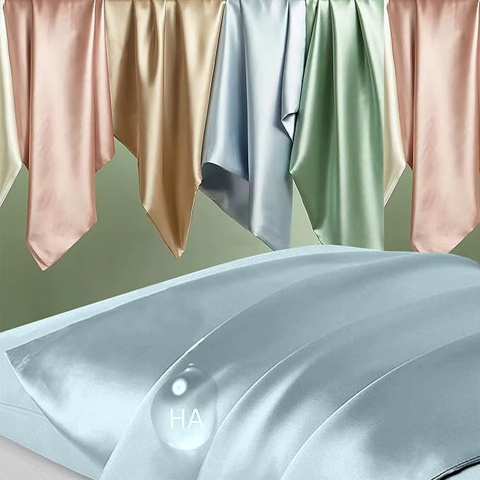 Silk Pillowcase for Hair and Skin, Mulberry Silk Pillow Cases Queen Size, Anti Acne Cooling Beauty Sleep Both Sides Natural Silk Satin Pillowcases with Hidden Zipper, Gifts for Women Men, Aqua Blue