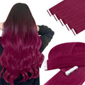 YoungSee Human Hair Tape in Extensions Magenta Tape in Hair Extensions Red 14 Inch Tape-Ins Human Hair Extension Real Human Hair Colorful 10pcs 25g For Diy Glam Look