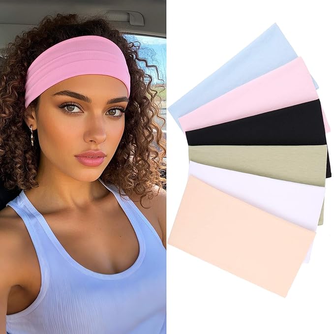 6 Packs Wide Headbands for Women Stylish Head Wraps Boho Thick Hairbands Large African Sport Yoga Turban Headband Hair Accessories