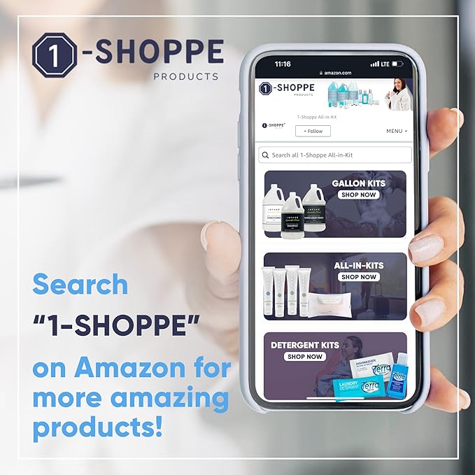 H2O Therapy Hotel Soaps & Toiletries Bulk Set | 1-Shoppe Amenities Kit | 0.85oz Shampoo & Conditioner, Body Wash, Lotion, 1oz Bar Soap | Travel Size | 75 Pieces