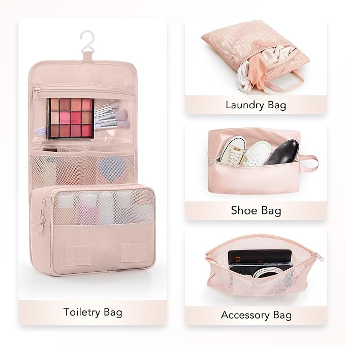 OlarHike 8 Set Compression Packing Cubes,Christmas Gifts for Women Mom Girl,Compressible Expandable Luggage Clothes Organizer for Travelers,Airplane/Cruise/Car/Train Travel Essentials(Beige)