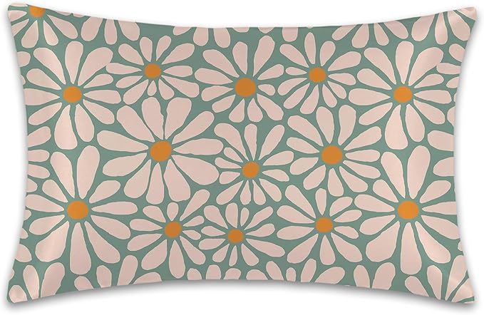 Satin Pillowcase 1 Pack-Boho Daisy Flowers Floral Groovy Retro Silky Pillow Cover for Hair and Skin,Standard Size 20x26 Inch Soft Cooling Printed Pillow Cases with Hidden Zipper,Gifts for Women Men