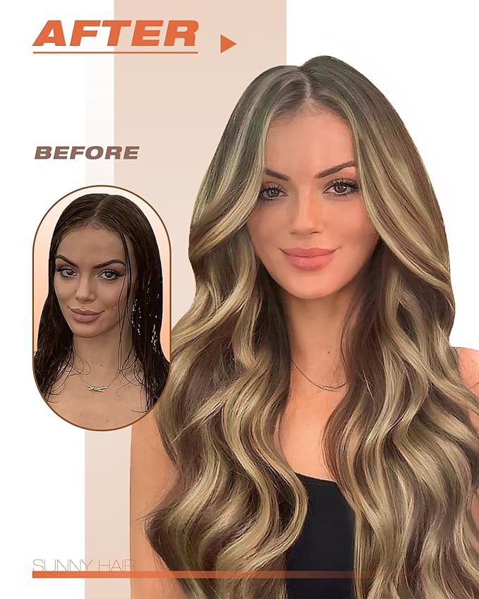 Sunny Hair Tape in Hair Extensions Human Hair 16 Inch Hair Extensions Real Human Hair Tape in Extensions for Women Medium Brown Highlights Caramel Blonde Remy Hair Straight Skin Weft 40pcs 100g