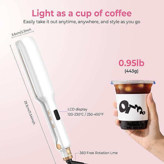 Curling Iron Hair Crimper Waver, 1/2 Inch Beach Waves Curling Wands, Ceramic 2 Barrels Deep Waver, Dual Voltage Hair Culer Tools with EU/UK Plug Adapter, 12 Temps, 30S Fast Heat up, Auto-Off (White)