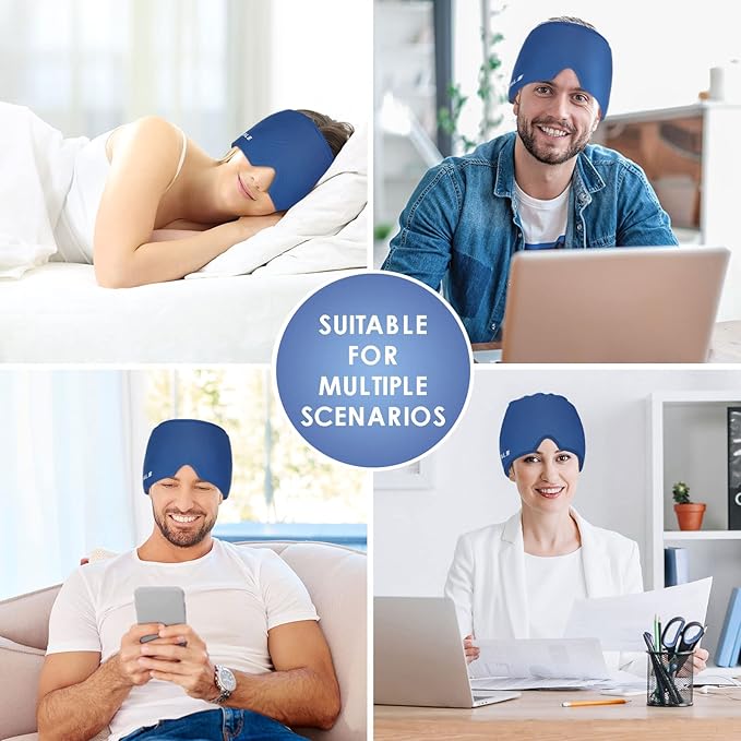 Cold Head Hat, Ice Head Cap Wrap, Ice Pack Cold & Hot -RoyalBlue