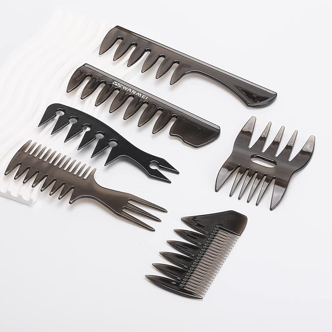 Tbestmax 6 Pcs Hair Comb Styling Set Tail Combs Afro Pick Pik Brushes African American Hair Brush Barber Black