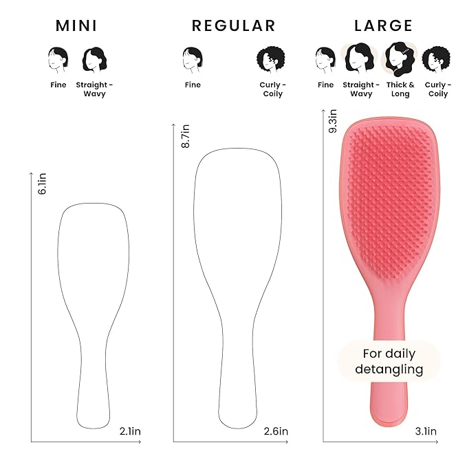 Tangle Teezer Large Ultimate Detangler Hairbrush for Wet & Dry Hair, Eliminates Knots & Reduces Breakage for Long, Thick, & Curly Hair Types, Coral Pink