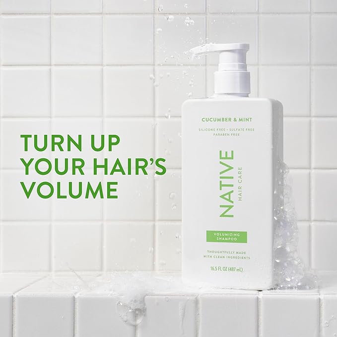 Native Shampoo and Conditioner Contain Naturally Derived Ingredients | All Hair Type Color & Treated From Fine to Dry Damaged, Sulfate & Dye Free - Cucumber & Mint, 16.5 fl oz each (2 pack)