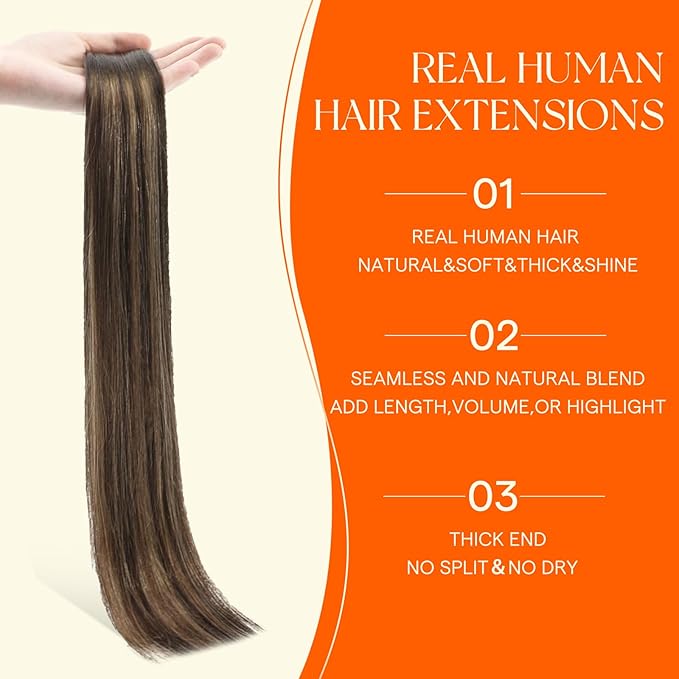 Full Shine Tape in Hair Extensions HUman Hair Color 2 Fading to 8 Highlight 2 Darkest Brown Invisi Edge Tape in Extensions Human Hair Machine Remy Skin Weft 24Inch 20Pcs 50Grams for Daily Office Look