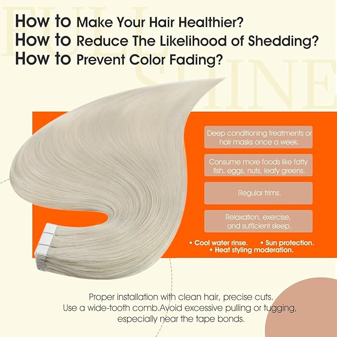 Full Shine White Blonde Tape in Hair Extensions Tape in Extensions Human Hair 10Inch Seamless Invisible Remy Skin Weft Double Sided Adhesive Extension for Women Silky Straight 30G 20Pcs
