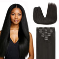 Lashey Clip in Hair Extensions, 14 Inch 7pcs 120g Natural Black Color, Straight Clip in Hair Extensions Real Human Hair Thick Clip in Hair Extensions for Women