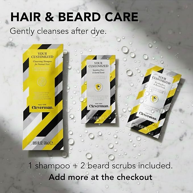 CLEVERMAN Jet Black Hair & Beard Dye for Men, All-in-One Reusable Kit - Permanent, Ammonia-Free, Professional-Quality and Natural-Looking Gray Coverage for Hair, Beard & Mustache
