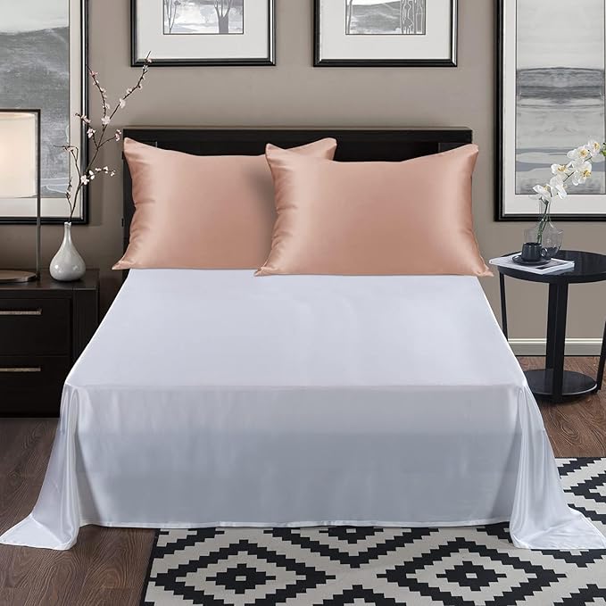 ALASKA BEAR Silk Pillowcase for Curly Hair and Skin Women Real Mulberry Silk Pillow Case Queen Single (1 Pack, Rose Gold)