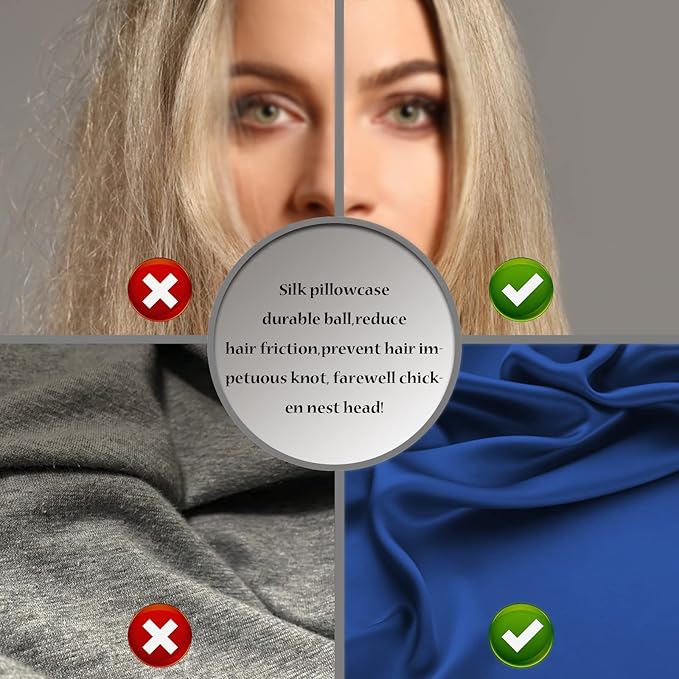 Natural Mulberry Silk Pillowcase for Hair and Skin Queen Size 20"X30" Silk Pillow Case with Hidden Zipper Soft Breathable Smooth Cooling Silk Pillow Covers for Sleeping(Royal Blue,Queen,1Pcs)