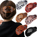 Large Flat Round Hair Clips Oval Claw Clips for Thick Medium Thin Hair 6Pcs Non Slip Strong Hold Barrettes Duckbill Accessories for Women Girls Leopard Tortoise Shell Color