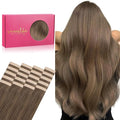 WENNALIFE Tape in Hair Extensions Human Hair, 20pcs 50g 20 inch Light Ash Brown Remy Hair Extensions Straight Human Hair Tape in Extensions Skin Weft Tape Extensions Human Hair