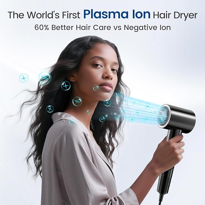Hair Dryer with 110000 RPM High Speed 1400w Motor for 1-5min Fast Dry, 3 Heat/Cool Wind Level & 49db Low Noise,1.5 Billion Plasma & Travel Blow Dryer