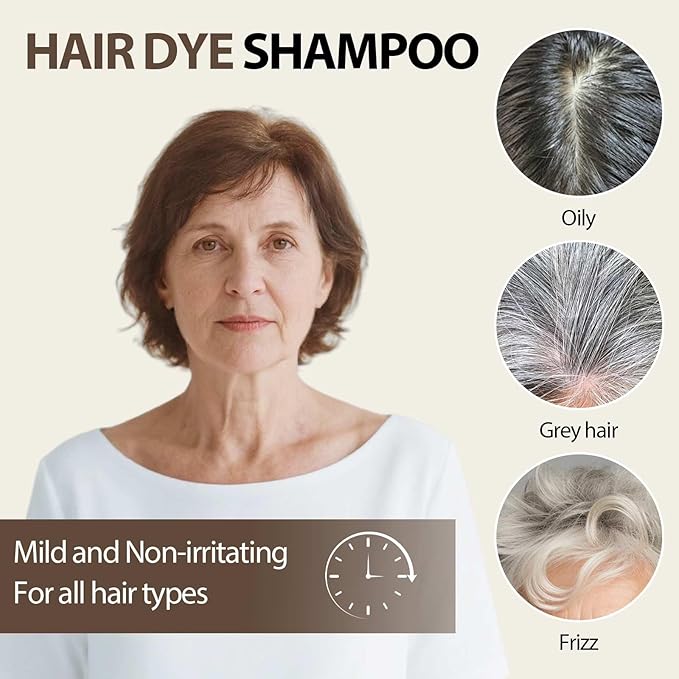 Light Brown Hair Dye Shampoo, 3 in 1 Instant Hair Color with 15 Min Gray Coverage, Natural Semi-Permanent Herbal Shampoo for Men & Women