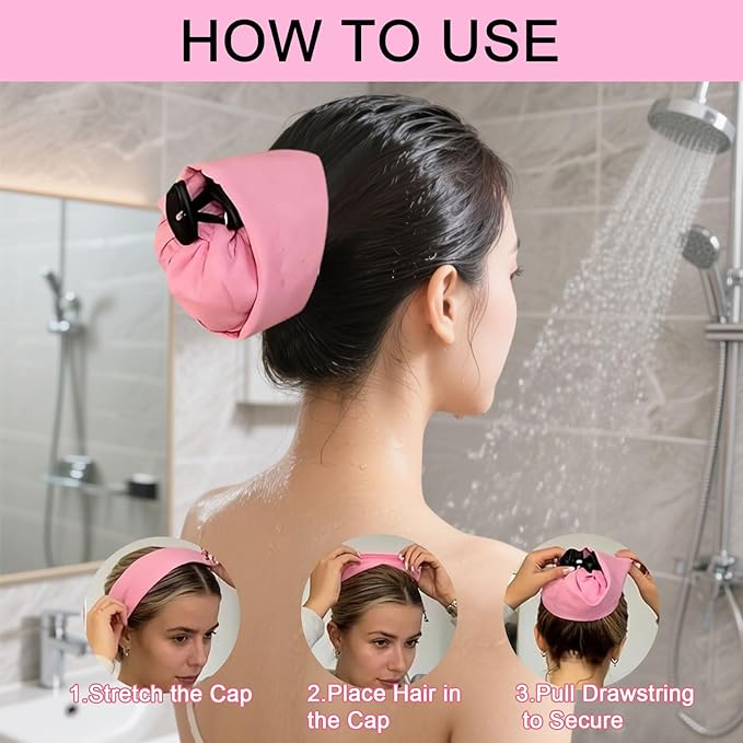 Waterproof Hair Sleeve for Long Hair, Crown Washing Shower Cap Ponytail, Reusable Adjustable, Quick Root Refresh for Shower Gym Travel Pool Beach, Time Saver (Purple, 2PC)