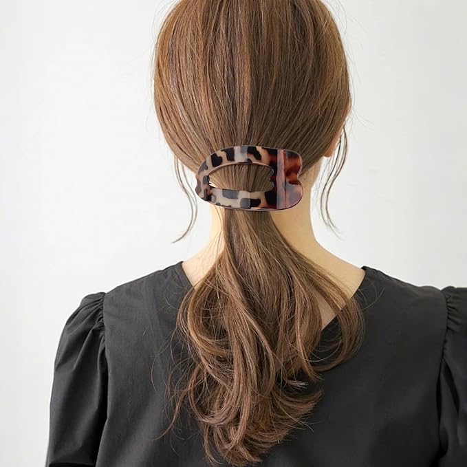 4Pcs Flat Hair Clips for Women Leopard French Claw Alligator Concord Flat Hair Clips Fashion Accessories for Women Girls