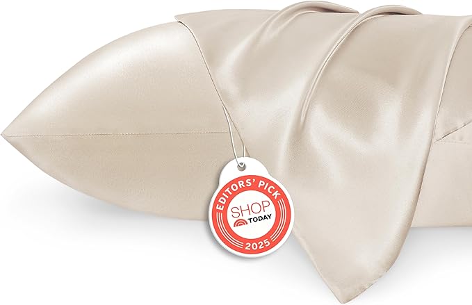 Bedsure King Size Satin Pillowcase Set of 2 - Beige Silky Pillow Cases for Hair and Skin with Envelope Closure, Similar to Silk Pillow Cases, Gifts for Women Men, 20x36 Inches, 2pcs