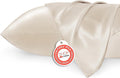 Bedsure Satin Pillowcase 2 Pack Similar to Silk Pillow Cases Standard Size, Pillow Case for Sleeping Women with Envelope Closure, Gifts for Women Men, Beige, 20x26 Inches, 2pcs
